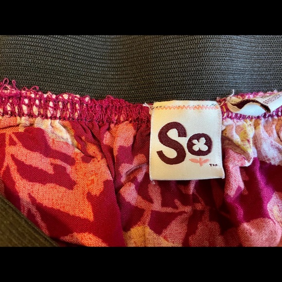 SO Multi Color Floral Elastic Waistband size Large Mini Skirt 100% Cotton - Picture 3 of 8